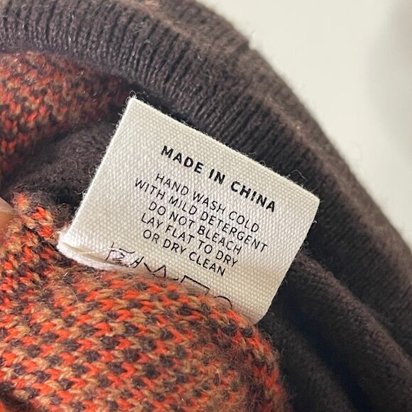 Lingua Franca Brown Orange Wool Cashmere Knit Jacquard Pants XS - Picture 8 of 9